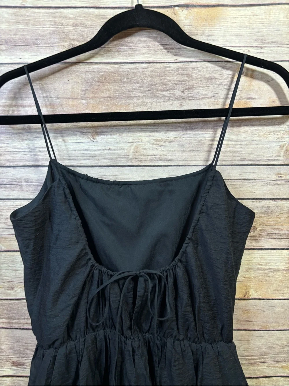 NWT Abercrombie & Fitch Low Back Tiered Maxi Black Cotton Sundress Small Tall